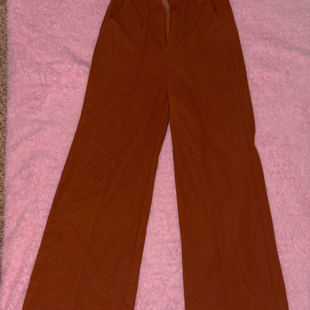 SHEIN Rust Wide-Leg Trousers